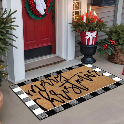 Tinideya 2 Pcs Door Mat Welcome Non Slip Coir Mats Floor Layering Doormats - Image 3