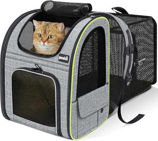 Pecute Cat Backpack Carrier Expandable, Foldable Pet Backpack by pecute