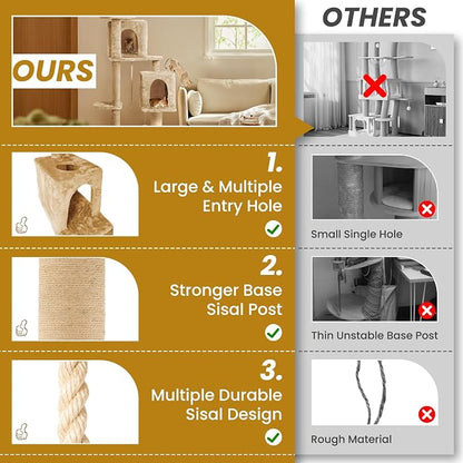 56-Inch Cat Tree for Large Cats, Sisal Scratching Posts & Hanging Toys – Sturdy - Image 5