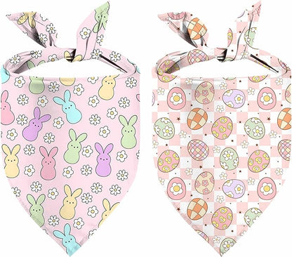 Easter Dog Bandana, 2 Pack Adjustable Holiday Party Pets Rabbit Easter Egg by Unknown