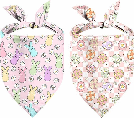 Easter Dog Bandana, 2 Pack Adjustable Holiday Party Pets Rabbit Easter Egg by Unknown