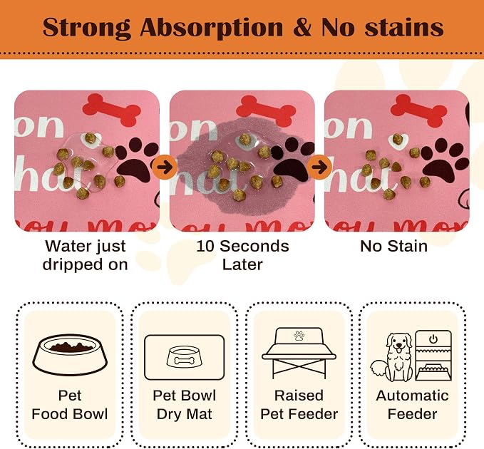 Pet Feeding Mat for Floors Waterproof Dog Mat for Food and Water Absorbent - Image 2