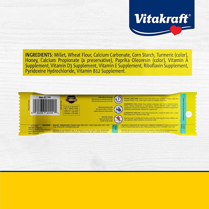 Vitakraft Parakeet Whole Grains & Honey Treat Sticks 2 Count, 2.11 Ounce - Image 7