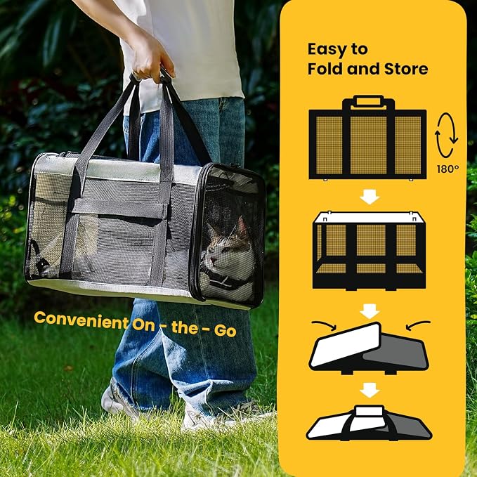 Soft-Sided Cat Carrier for Small-Medium Cats, Puppies up to 15 Lb, Airline - Image 4