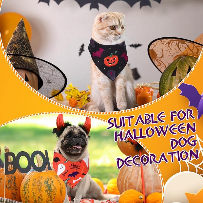 Abbylike 50 Pcs Halloween Dog Bandanas Bulk Pumpkin Bandanas - Image 4