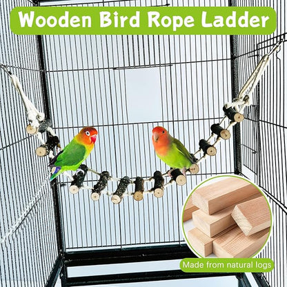 BNOSDM Birds Rope Ladder Toy 2Pcs Wooden Bird Hanging Ladders Pet Climbing - Image 5