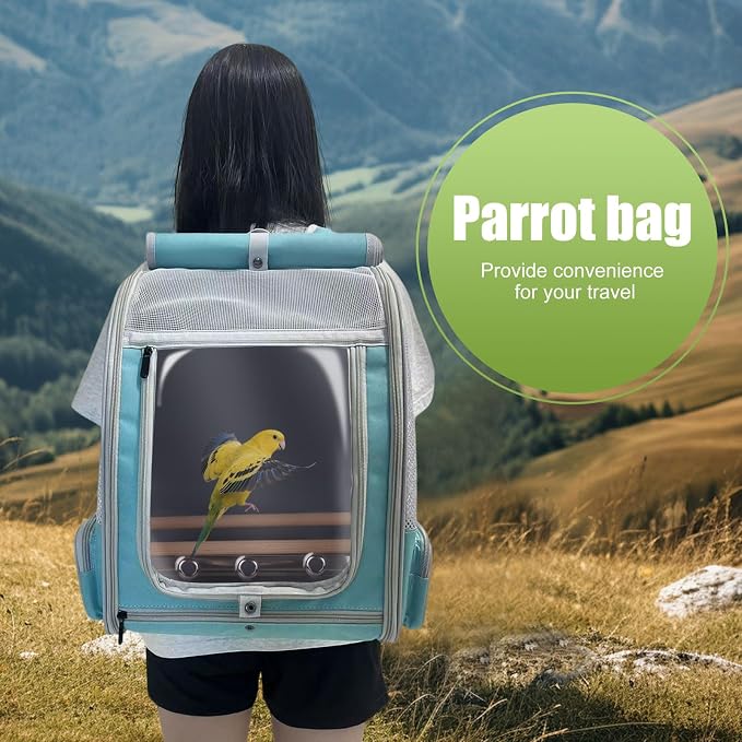 halinfer Bird Backpack Carrier Cage, Front Zipper Opening Portable Bird Travel - Image 8