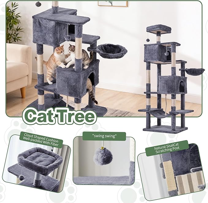 Cat Tree for Indoor Cats, 66 Inches Cat Tower - Image 5
