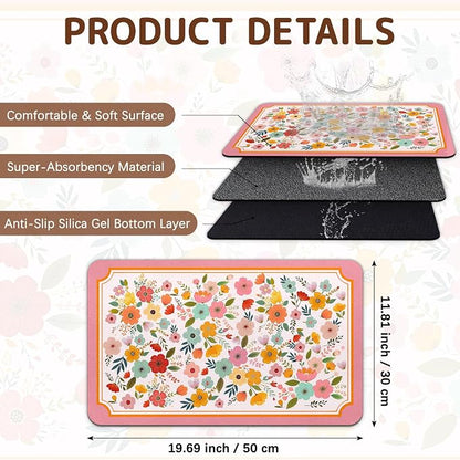 Dog Food Mat for Bowls, Absorbent Quick Dry Dog Cat Mats for Food and Water - Image 2