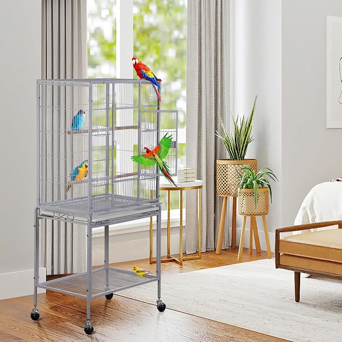 ZENY 53-Inch Bird Flight Cage, Wrought Iron Standing Large - Image 4