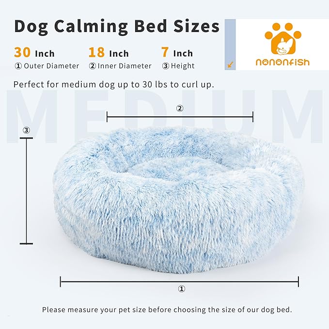 Calming Dog Bed for Medium Dogs Washable Donut 30 inches Anti-Slip Pet Bed - Image 2