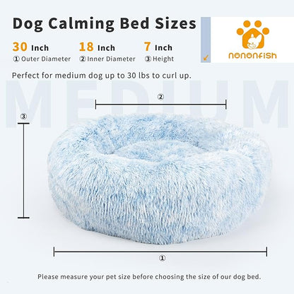 Calming Dog Bed for Medium Dogs Washable Donut 30 inches Anti-Slip Pet Bed - Image 2
