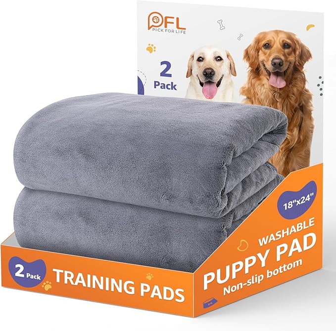 Washable Dog Pee Pads 24x36 2Pack Reusable, Absorb Dog Mats Non-Slip by PICKFORLIFE