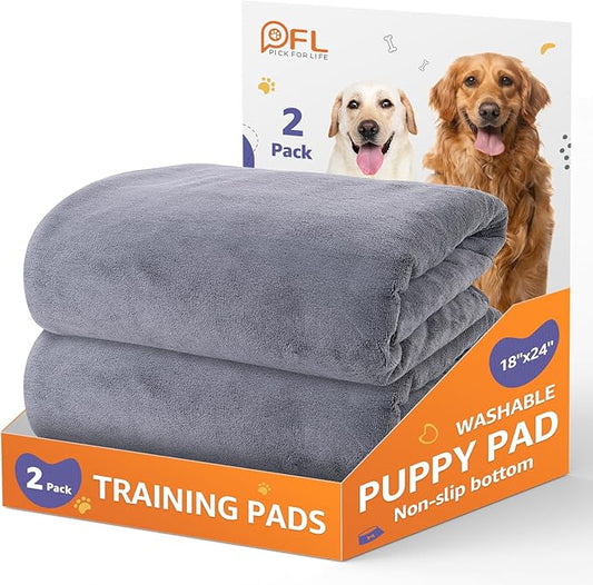 Washable Dog Pee Pads 24x36 2Pack Reusable, Absorb Dog Mats Non-Slip by PICKFORLIFE