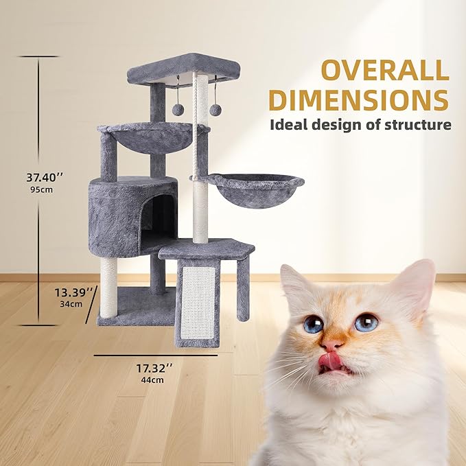 Xin Three Layer Cat Tree with Cat Condo and Two Hammocks - Image 3