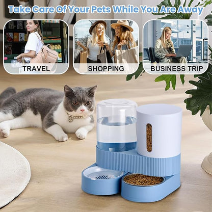 2 Pack Automatic Cat Feeder Stainless Steel Water Dispenser Gravity Food Feeder - Image 7