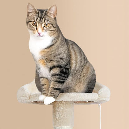 Yaheetech 64.5in Cat Tree Cat Tower Scratching Post, Plush Cover Cat Condo Bed - Image 4