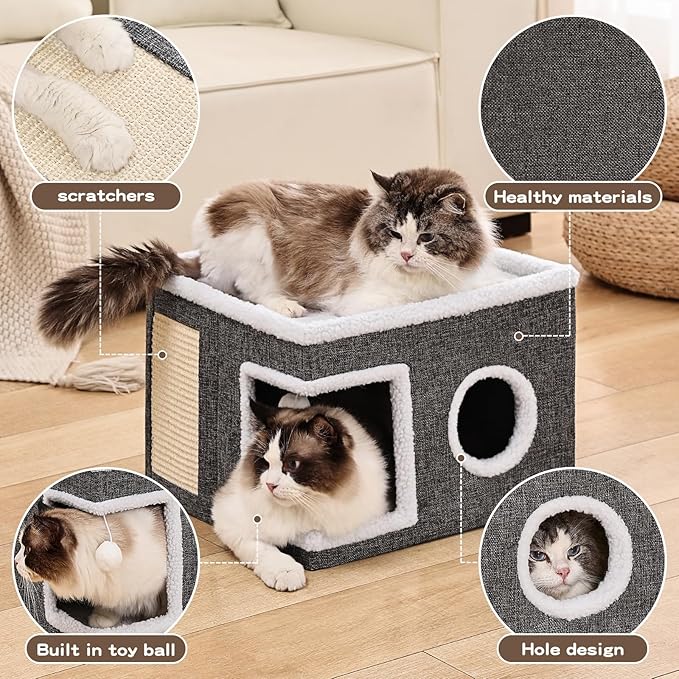 Cat Beds for Indoor Cats, Large Cat Cave - Image 2
