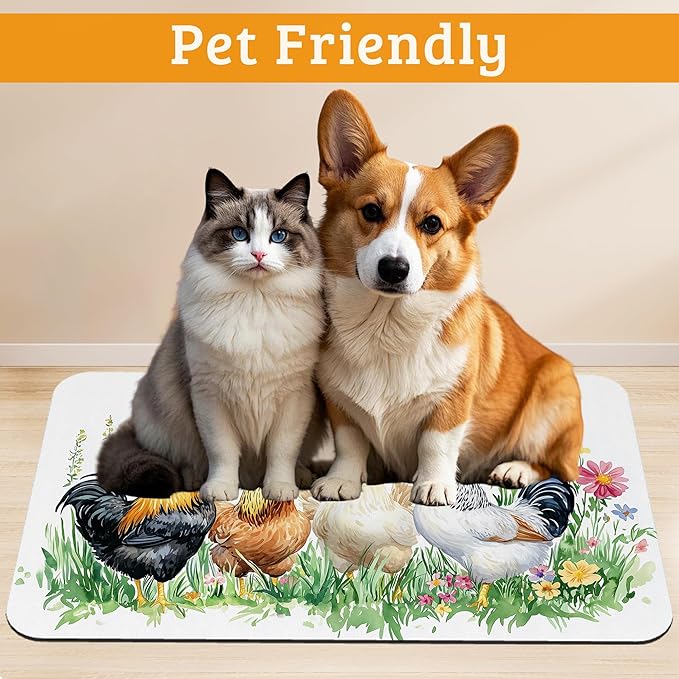 Chicken Rooster Dog Cat Food Mat - Image 2