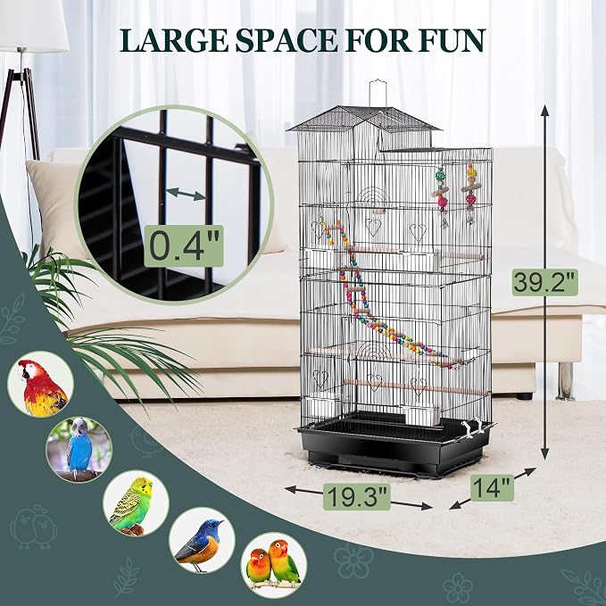 ZENY 39-inch Roof Top Large Flight Parrot Bird Cage - Image 5