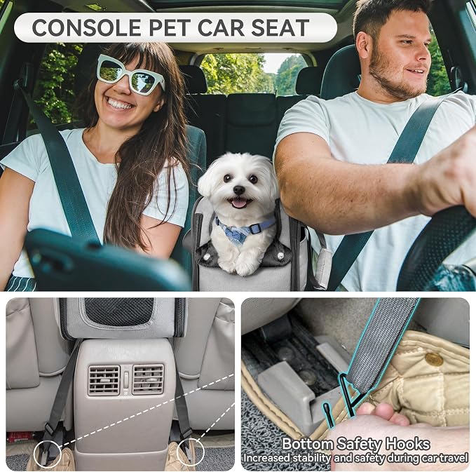 PETSFIT Multipurpose Console Dog Car Seat, Portable Small Dog Car Seat - Image 2