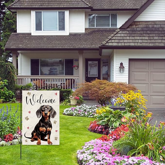 Welcome Dog Summer Garden Flag, Dog Paw Print Garden Flag, Welcome to Cute Dog - Image 4