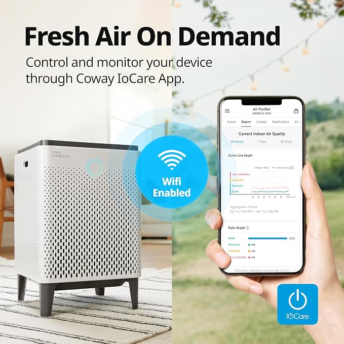 Coway Airmega 300S App-Enabled Smart Air Purifier, True HEPA Air Purifier - Image 9