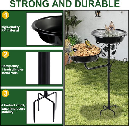 32.7 Inch Metal Bird Bath for Outside, Double Bowls Bird Baths for Outdoors - Image 3