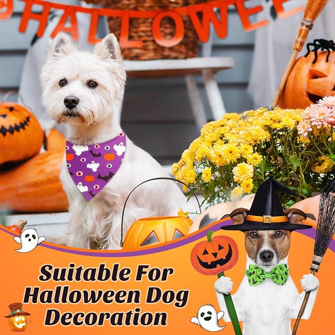 Sanwuta 50 Pcs Halloween Dog Bandanas and Collar Bow Ties Set 25 Bandanas Bulk - Image 2