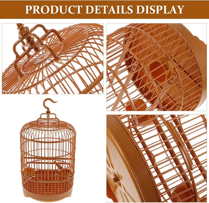 VILLCASE Round Bird Cage for Small Birds, 9.8" X 17.6 “ Plastic Travel Carrier - Image 6