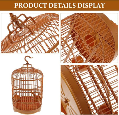 VILLCASE Round Bird Cage for Small Birds, 9.8" X 17.6 “ Plastic Travel Carrier - Image 6