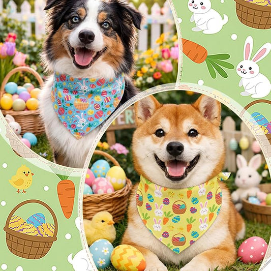 Abbylike 50 Pcs Easter Dog Bandanas Bulk Bunny Egg Carrot Bandanas - Image 2
