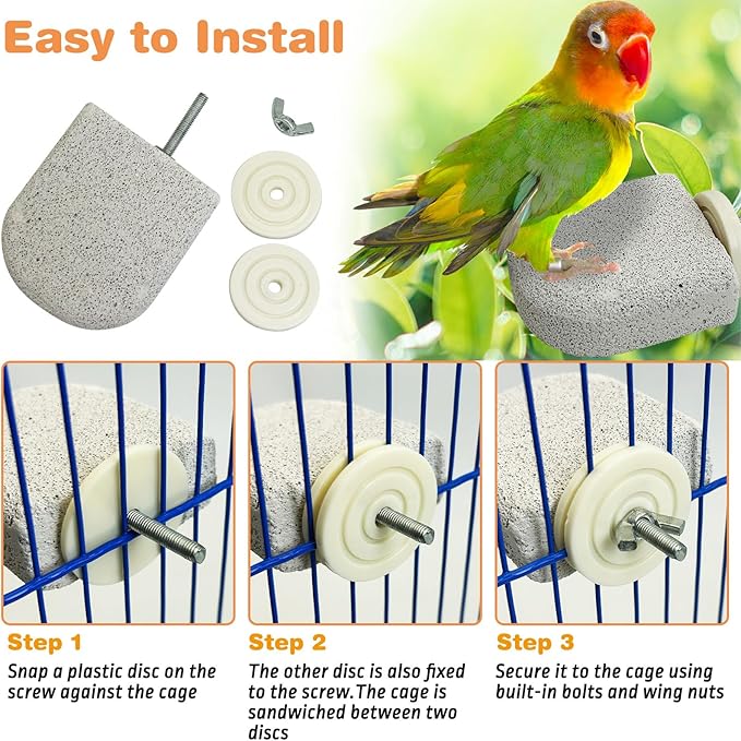 PINVNBY 6 PCS Bird Perch Bird Beak Grinding Stone Calcium Mineral Parrot Perch - Image 6