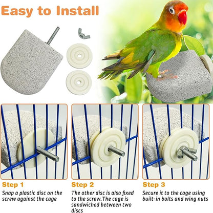 PINVNBY 6 PCS Bird Perch Bird Beak Grinding Stone Calcium Mineral Parrot Perch - Image 6