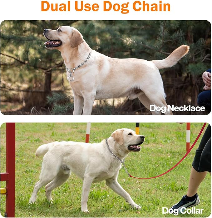 TagME Chain Choke Collar for Dogs, Adjustable Weather Proof Necklace for Medium - Image 3