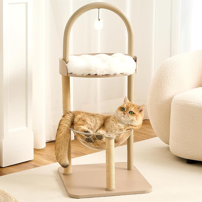 Modern Cat Tree Tower for Indoor Cats up to 12lbs, Wood Cat Bed by Kicari