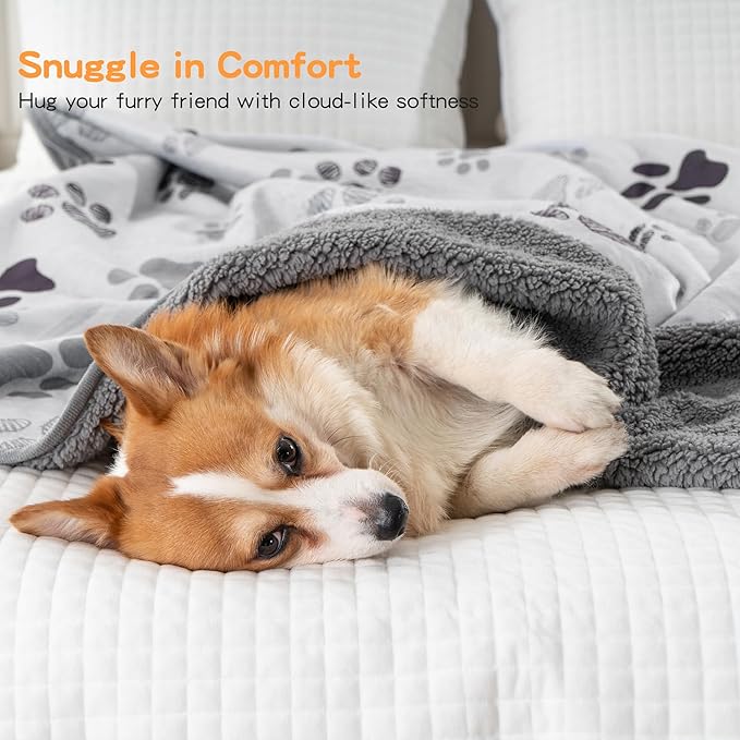 Waterproof Dog Blankets, Soft Fluffy Sofa Car Bed Protector, Reversible Sherpa - Image 5