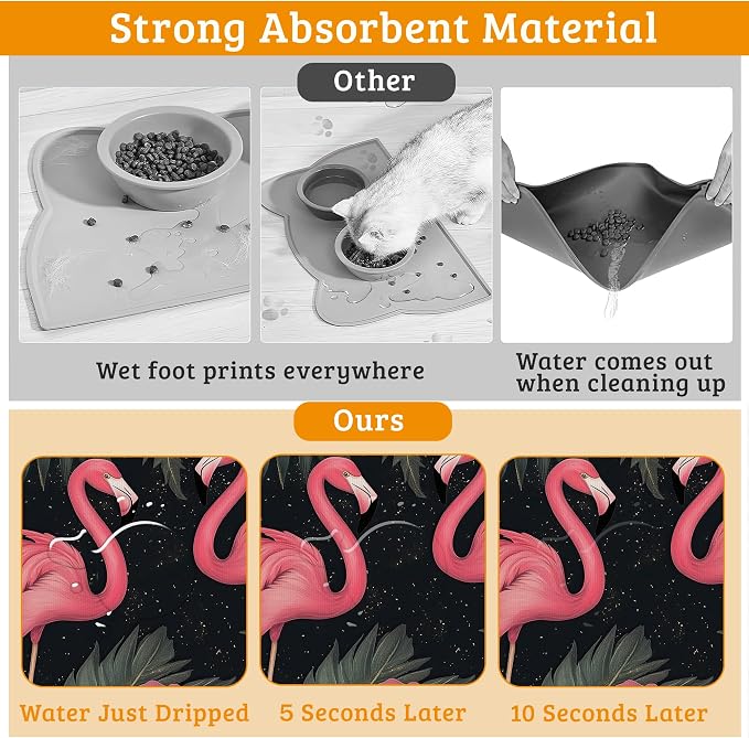 Pet Feeding Mat, Non-Slip Water Bowl Placemat, Pet Supplies 16" x 24" - Image 3