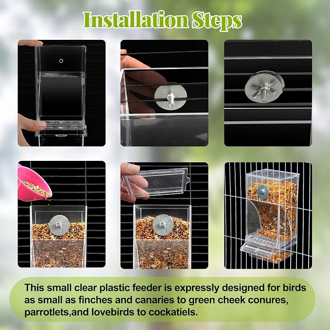 Rypet 2 Pack No Mess Automatic Bird Feeder Transparent Food Container Cage - Image 5