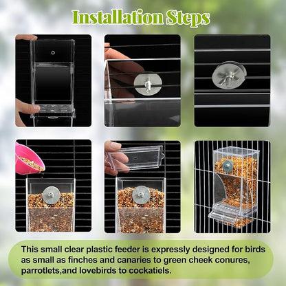 Rypet 2 Pack No Mess Automatic Bird Feeder Transparent Food Container Cage - Image 5