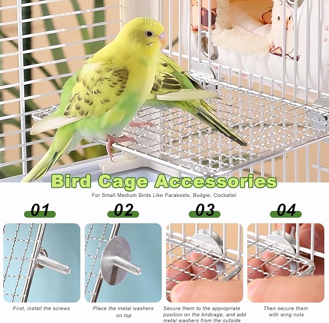 Stainless Steel Bird Perch for Cage, Open-Grid Easy Clean Parrot Perch Stand - Image 6