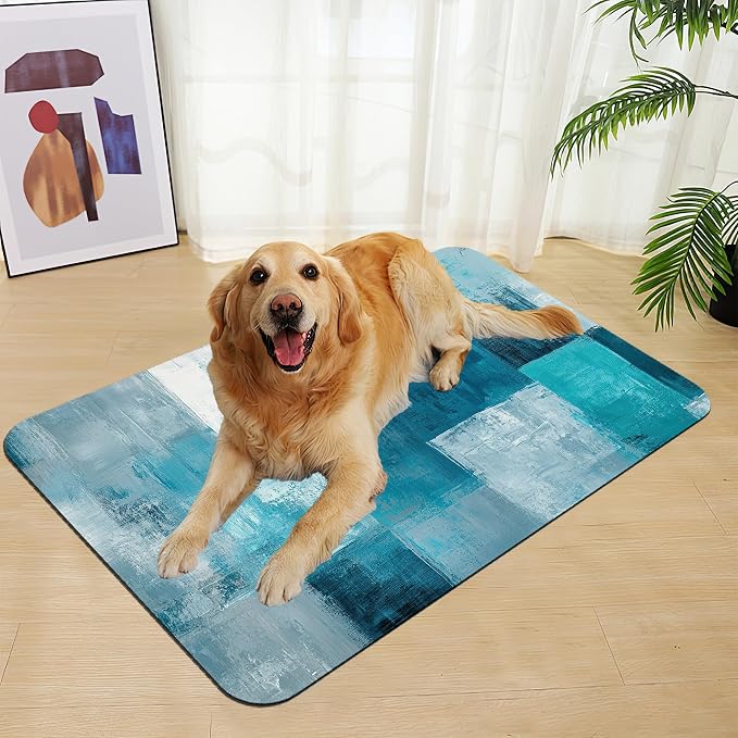 Blue Teal Dog Cat Food Mat–Christmas Stocking Absorbent Waterproof Placemat - Image 7