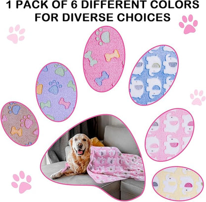 Dono 1 Pack 6 Dog Blankets, Soft Fluffy Fleece Pet Blanket Warm Sleep Mat Paw - Image 3