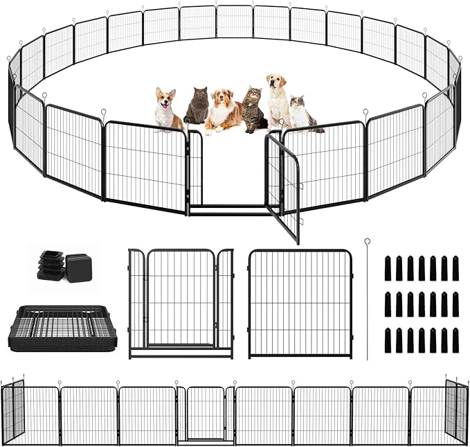 Dog Playpen Outdoor Extra Wide 24 Panels Heavy Duty Dog Fence 32" Height by Committedtobetterpetlife