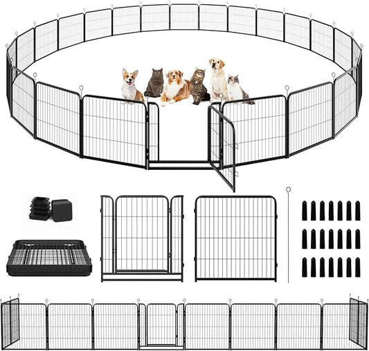 Dog Playpen Outdoor Extra Wide 24 Panels Heavy Duty Dog Fence 32" Height by Committedtobetterpetlife