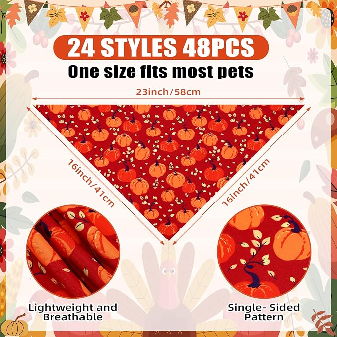 Sanwuta 48 Pcs Dog Bandanas Bulk Pet Bibs Colorful Scarf Pet Bandanas - Image 2