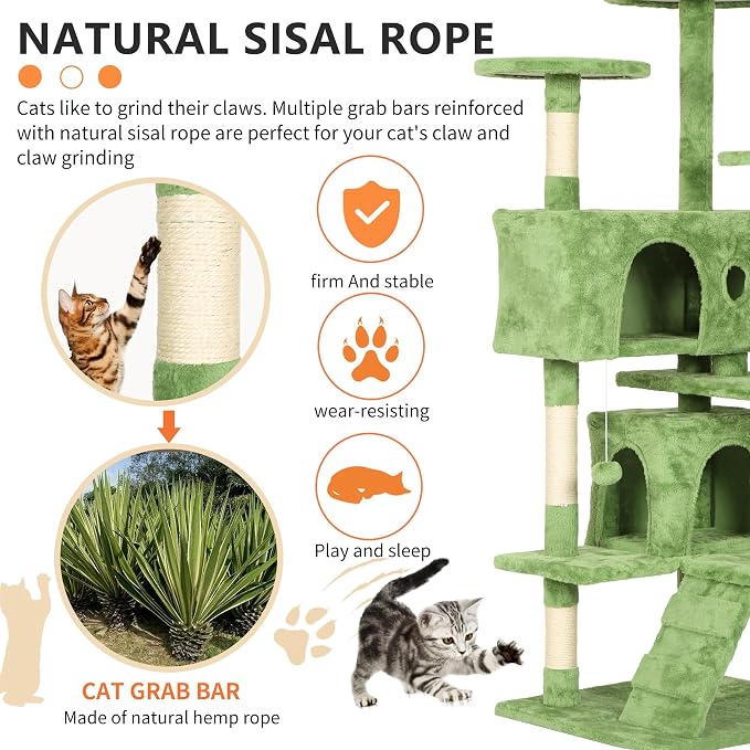BestPet 54in Cat Tree Tower for Indoor Cats - Image 4