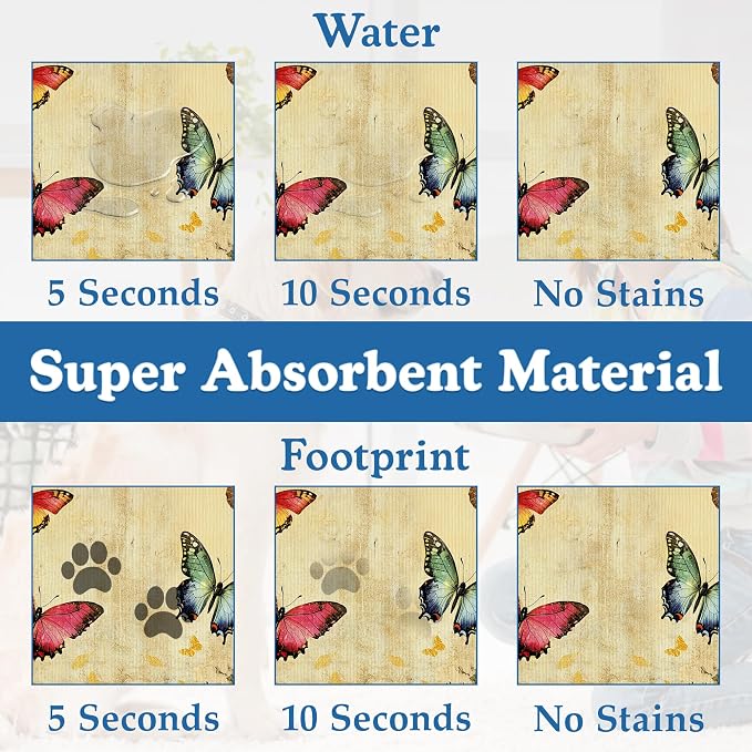 Vintage Butterfly Floral Pet Food Mat - Image 3