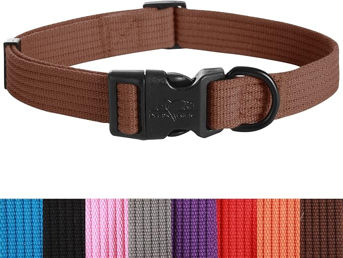 lynxking Dog Collar Soft Padded Breathable Cotton Solid Color Strong Adjustable by Lynxking