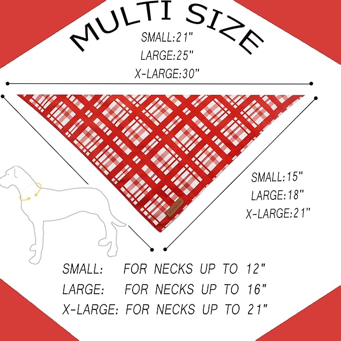 Realeaf Valentine's Day Dog Bandanas 2 Pack, Reversible Red Plaid Heart Dog - Image 2